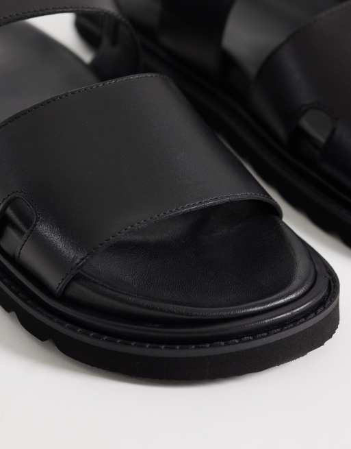 Walk London Ezra sandal med hälrem i svart läder, 4 av 4