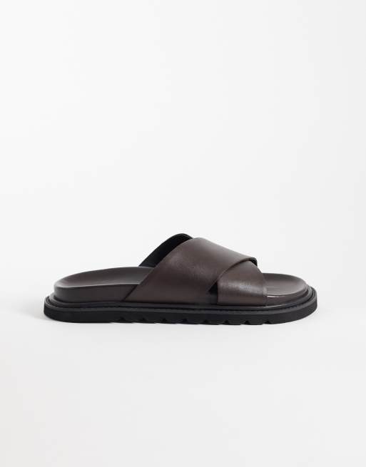 Walk London - Ezra - Sandales en cuir avec brides croisées - Marron, 2 de 4