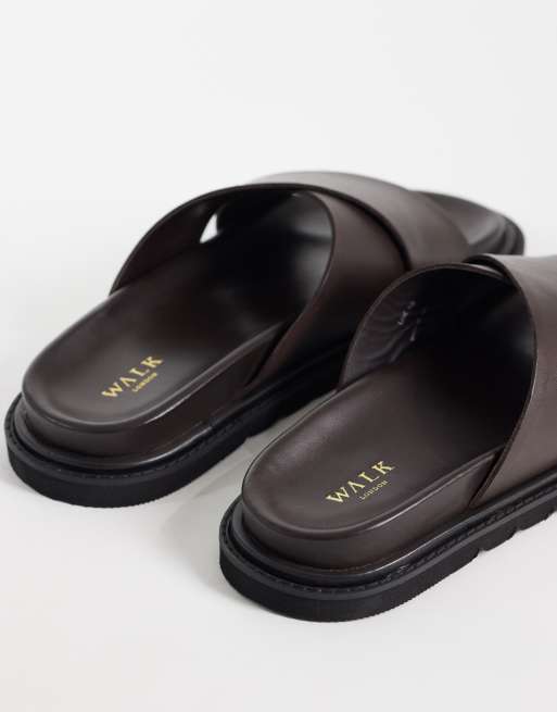 Walk London - Ezra - Sandales en cuir avec brides croisées - Marron, 4 de 4