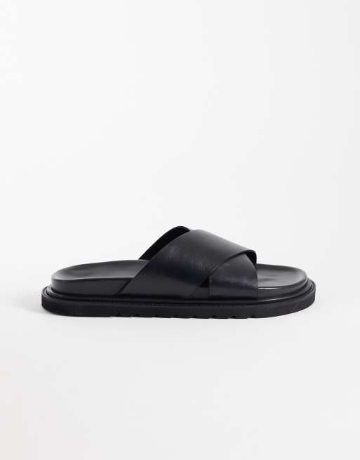 Walk London - Ezra - Sandales en cuir avec brides croisées - Noir, 2 de 4