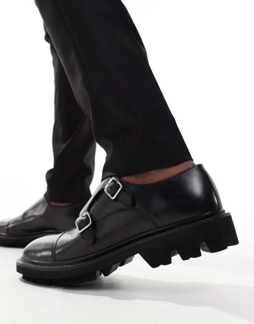 Walk London – Felix – Czarne skórzane buty monki, 4 z 4