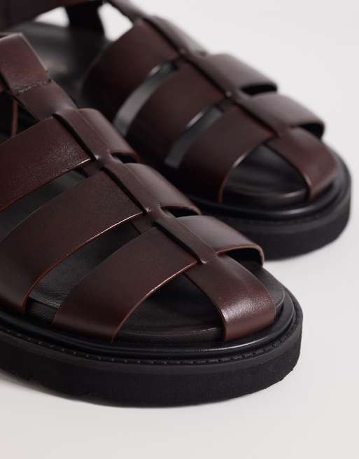 Walk London Fisherman sandal in brown leather, 3 of 4