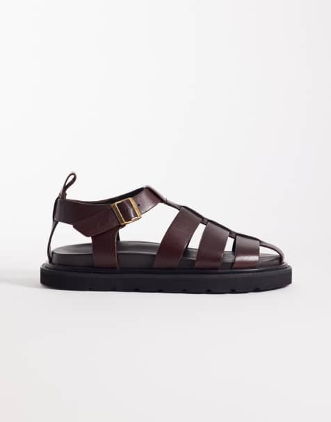 Walk London Fisherman sandals in brown leather - view 1