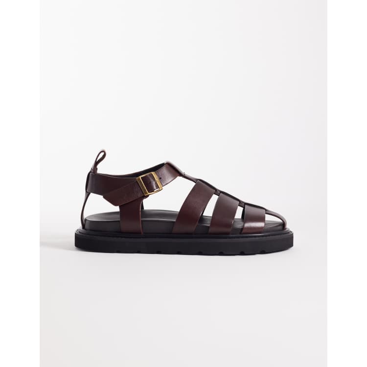 Walk London Fisherman sandals in brown leather | ASOS display picture 1