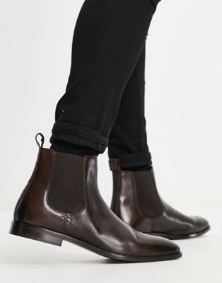 Walk London florence chelsea boots in brown leather  - ASOS Price Checker