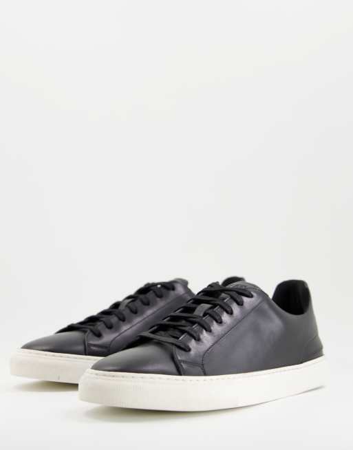 Walk London – Graduate – Czarne skórzane buty sportowe