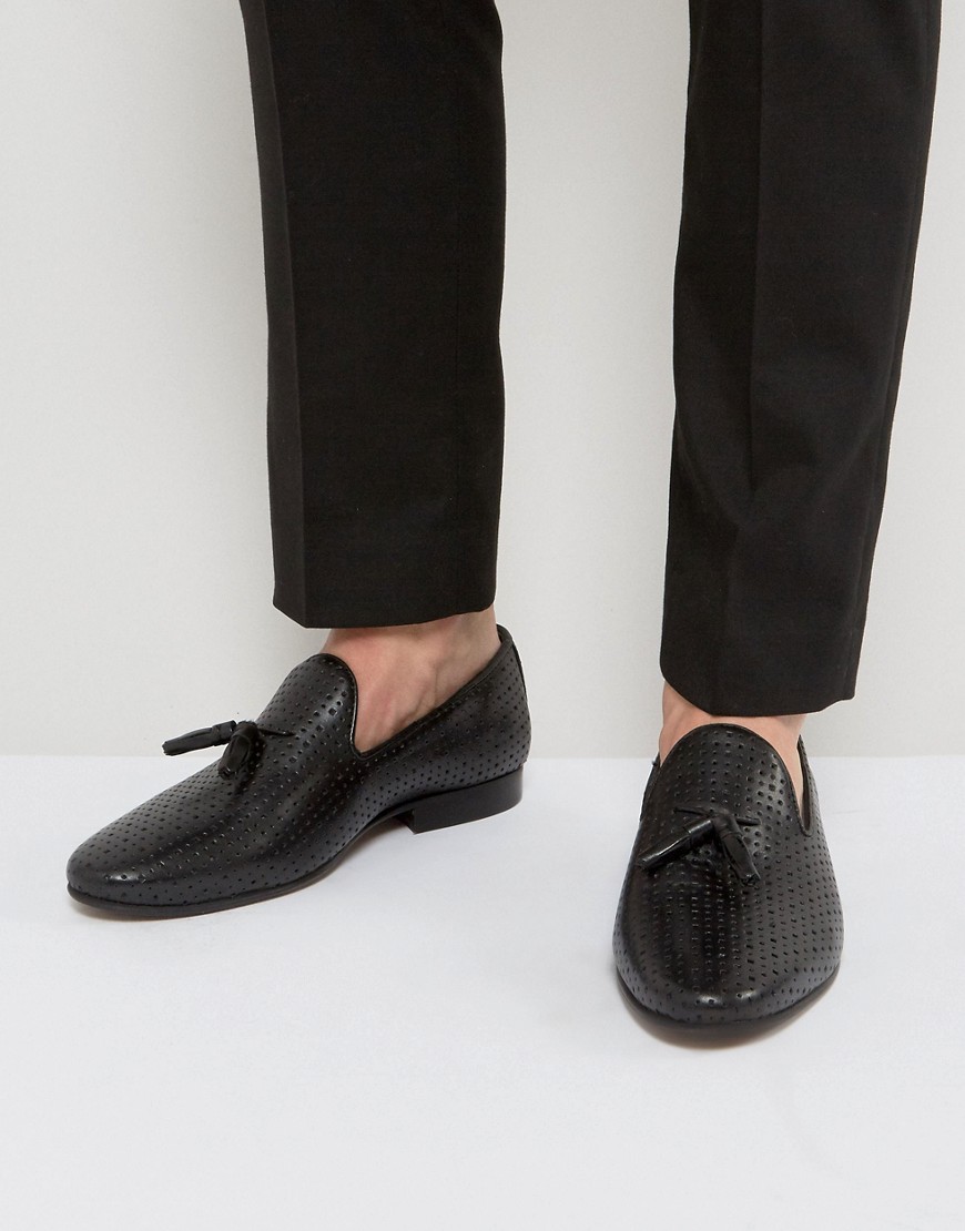 Walk London – Harry – loafers med kvaster i læder-Sort