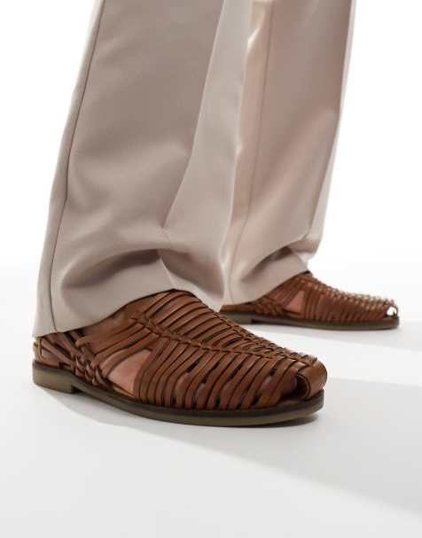 Walk London Harry Weave Slip Ons In Tan Leather - view 1