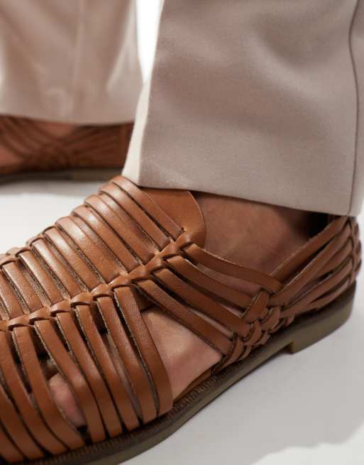  Walk London Harry Weave Slip Ons In Tan Leather, 2 of 4