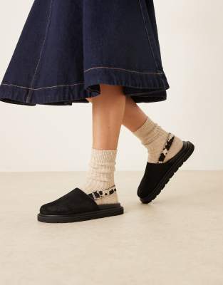 Walk London Holly Backstrap Mules In Black