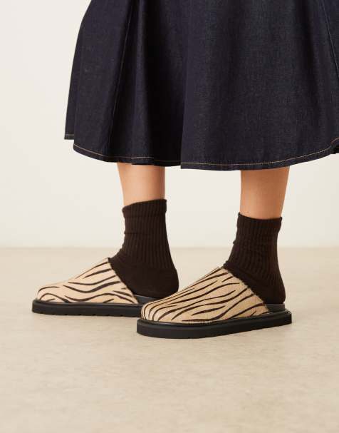 Walk London Holly mules in zebra print - view 1