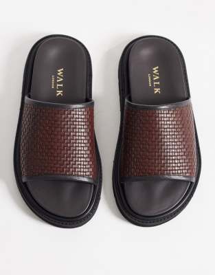 Holly - Slider aus gewebtem Leder in Braun-Brown Brown 39