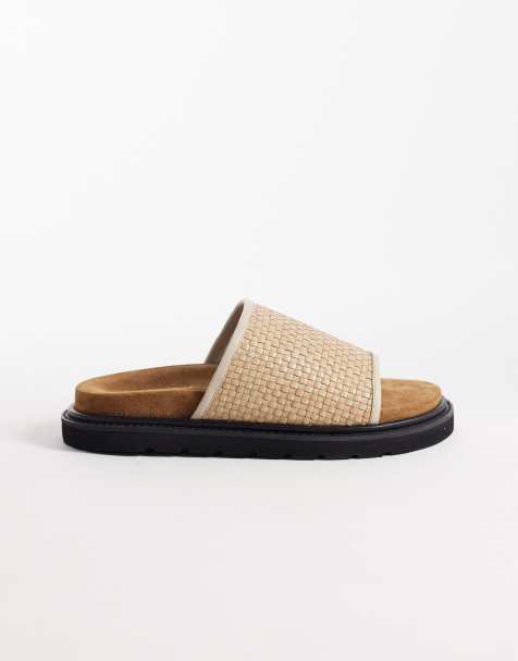 Walk London Holly sliders in off white woven leather - view 1