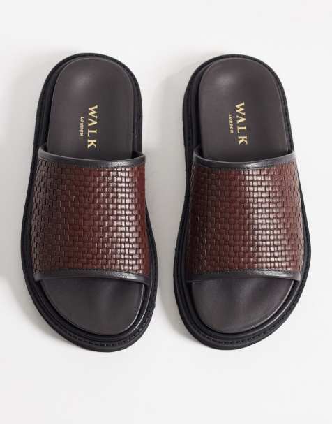 Walk London - Holly - Slippers van geweven leer in bruin - view 1
