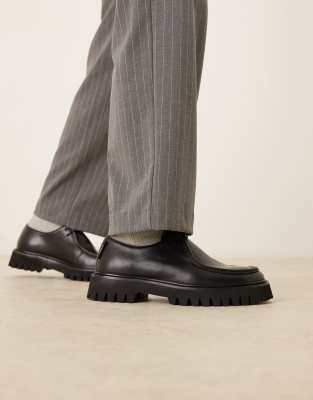 Walk London Hopper Apron shoes in black leather black