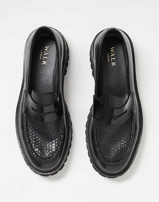 Walk London - Hopper - Mocassins Oxford effet croco - Noir     , 5 de 5