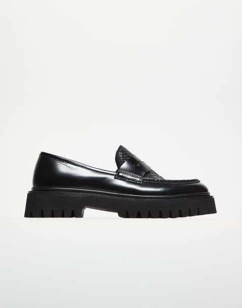Walk London Hopper saddle croc loafers in black - view 1