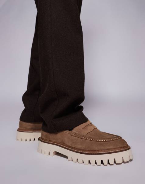 Walk London Hopper saddle loafers in tan suede - view 1