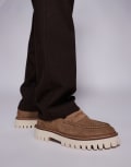 [WALK LONDON] Walk London Hopper saddle loafers in tan suede-Brown 46 Tan