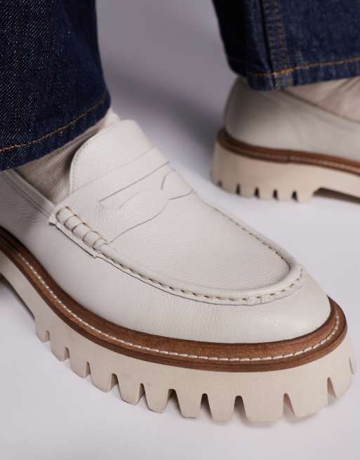 Walk London - Hopper - Saddle loafers van leer in gebroken wit, 2 van 4