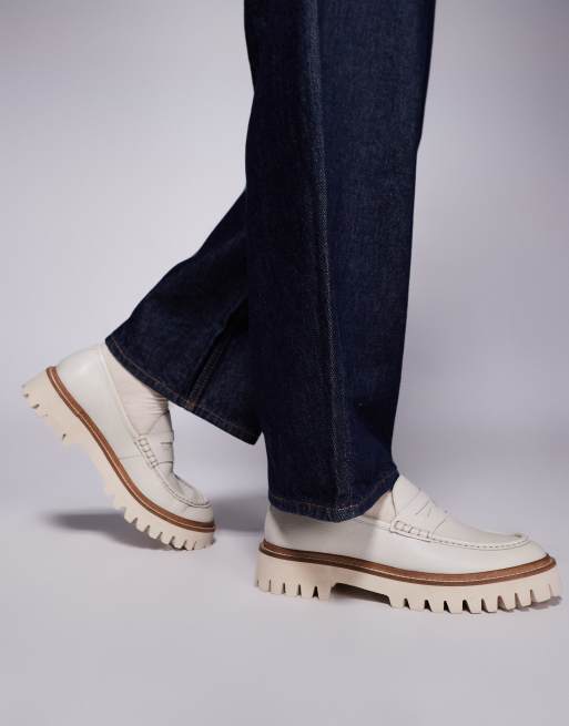 Walk London - Hopper - Saddle loafers van leer in gebroken wit, 4 van 4