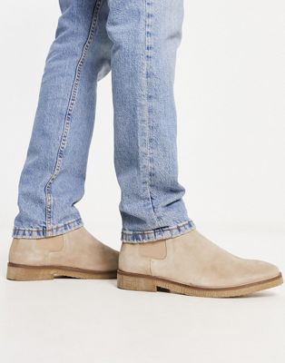 Walk London hornchurch chelsea boots in beige suede - ASOS Price Checker