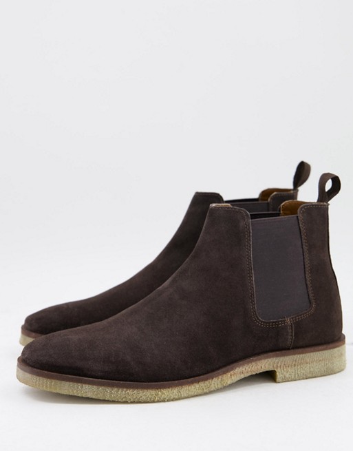 Walk London Hornchurch chelsea boots in brown suede