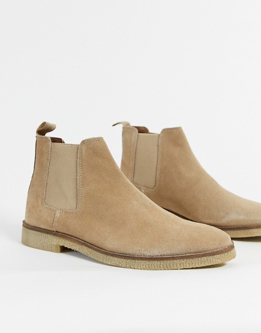 Walk London hornchurch chelsea boots in stone suede