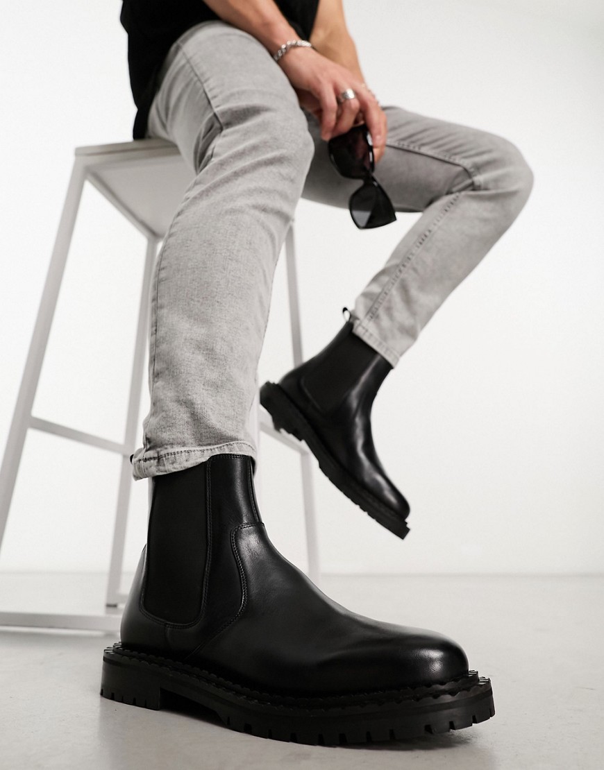 Walk London Jagger chelsea boots in black leather