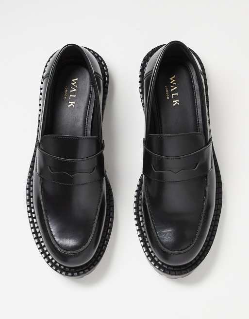 Walk London Jagger saddle loafer in black leather