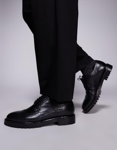 Walk London - James - Brogueschoenen van leer in zwart - view 1