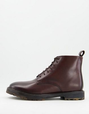 Walk London james camo sole lace up boots in brown leather
