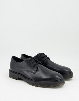 Chaussures, bottes et baskets Walk London - James - Chaussures à lacets avec semelle camouflage - Cuir noir