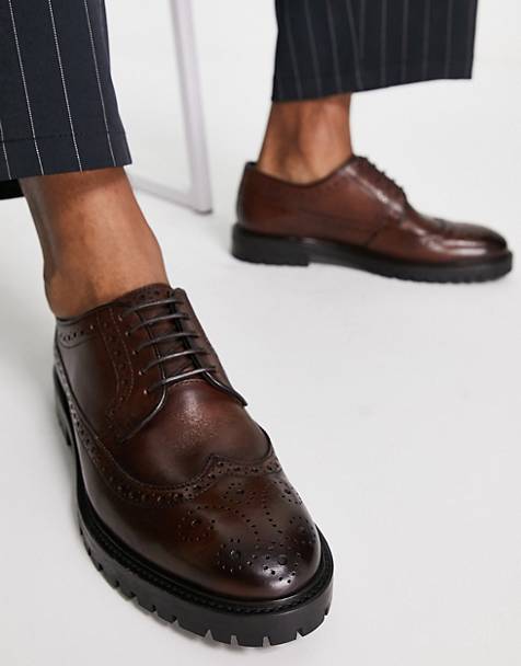 ASOS Brogue-schoenen Van Leer Met Witte Sleehak in het Bruin voor heren Heren Schoenen voor voor Veterschoenen voor Brogues 