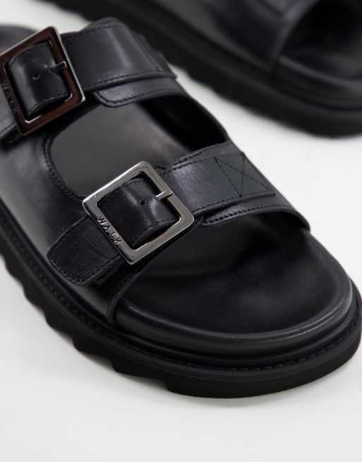 Walk London – Jaws – Svarta, grova sandaler i läder med hälrem, 3 av 4