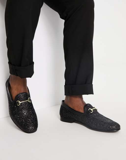 Walk London - Jean - Mocassini neri glitterati con morsetto