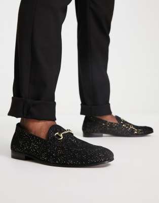 WALK LONDON Walk London jean snaffle loafers in black sparkle