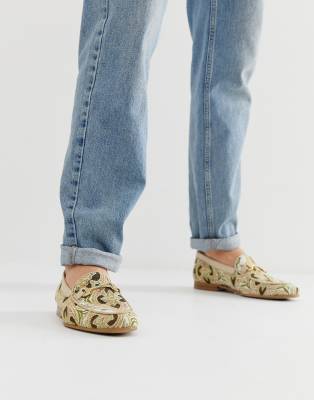 WALK London Jude embroidered loafers in beige