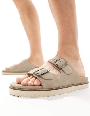 Walk London Kingston Sandals In Stone Suede