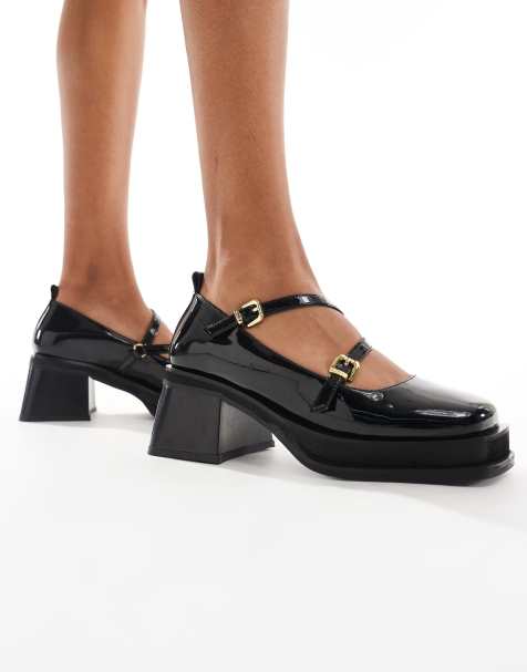 Walk London L ballerina shoes in patent black - view 1