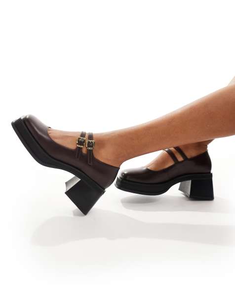 Walk London L mary jane shoes in burgundy leather - view 1