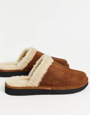 Walk London leyton sheepskin slippers in tan