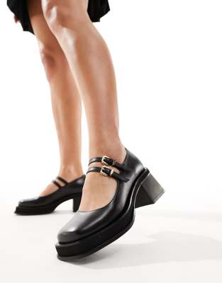 Walk London - Liley - Mary-Jane-Schuhe aus Leder in Schwarz