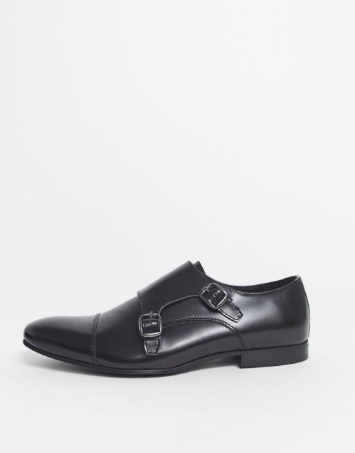 Walk London - Luca - Gespschoenen in hoogglanzend zwart