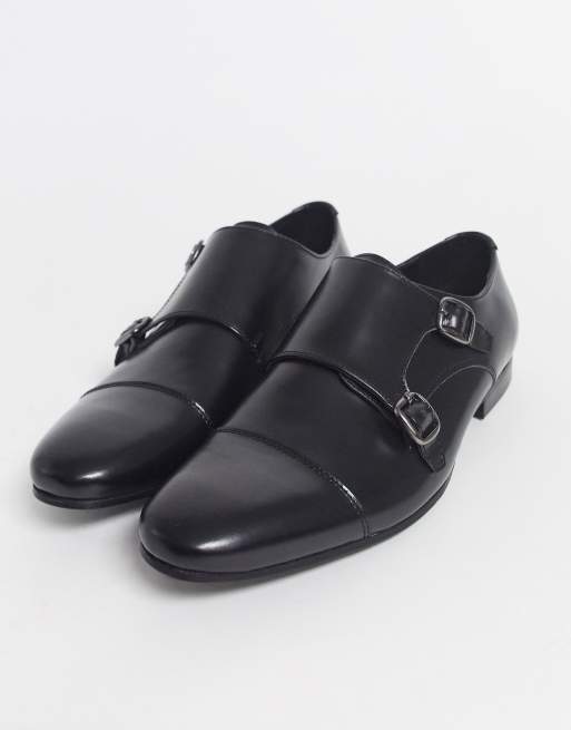 Walk London luca monk shoes in black high shine | ASOS display picture 1