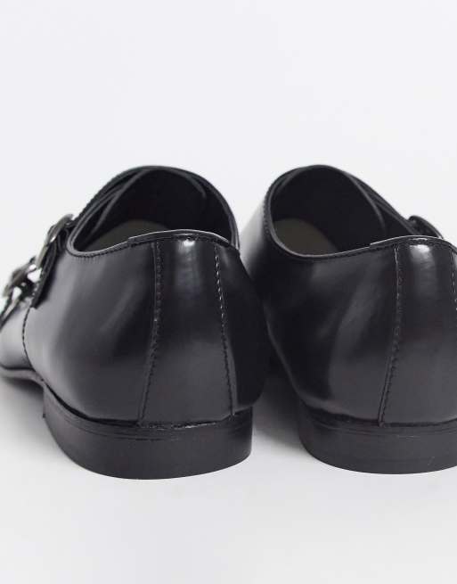 Walk London luca monk shoes in black high shine | ASOS display picture 2