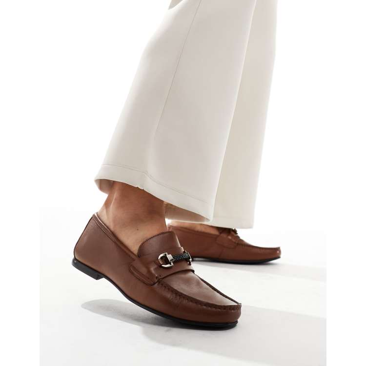 Walk London Luigi Rope Loafers In Tan Leather | ASOS display picture 3