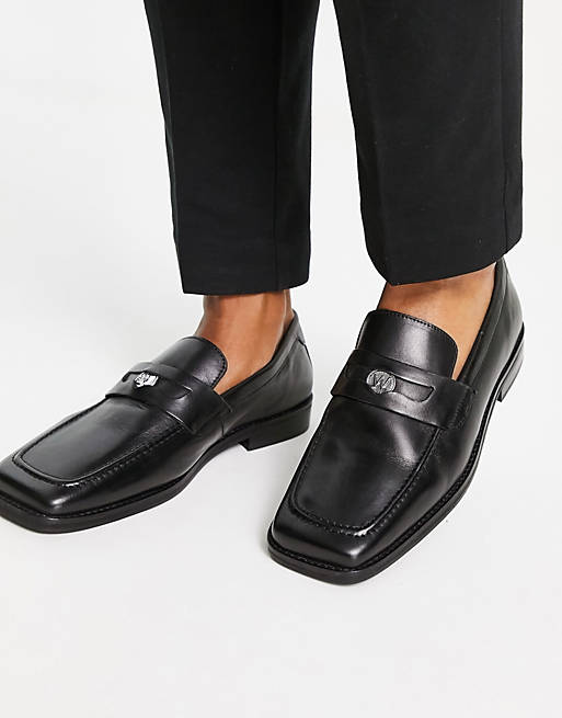 ASOS Herren Schuhe Halbschuhe Wide Fit smart leather penny loafers in 
