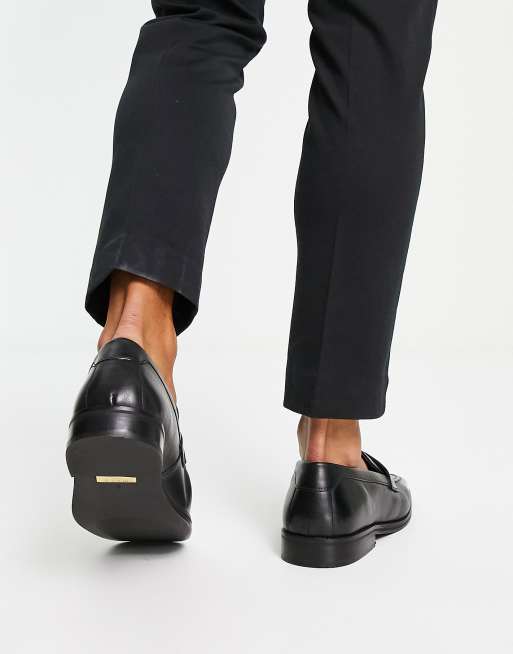 Walk London Luther square toe penny loafers in black leather , 3 of 4