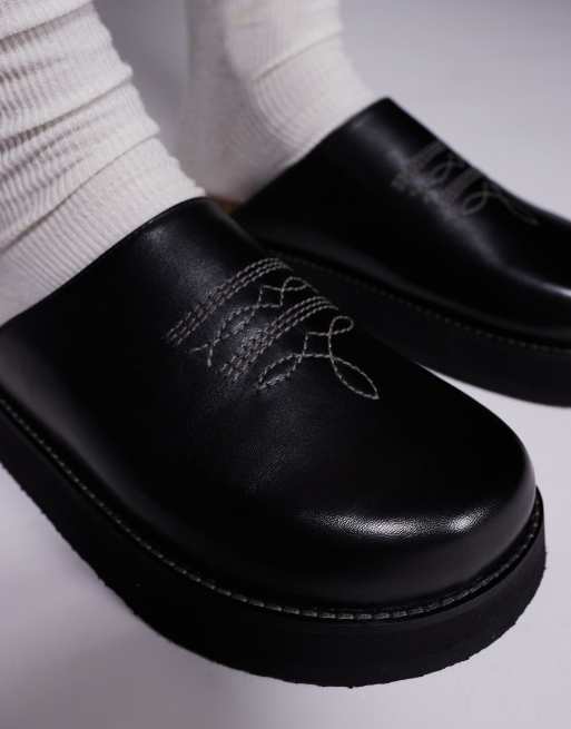 Walk London Madrid western mules in black leather, 4 of 4